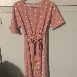 Chic Pink Polka Dot Dress